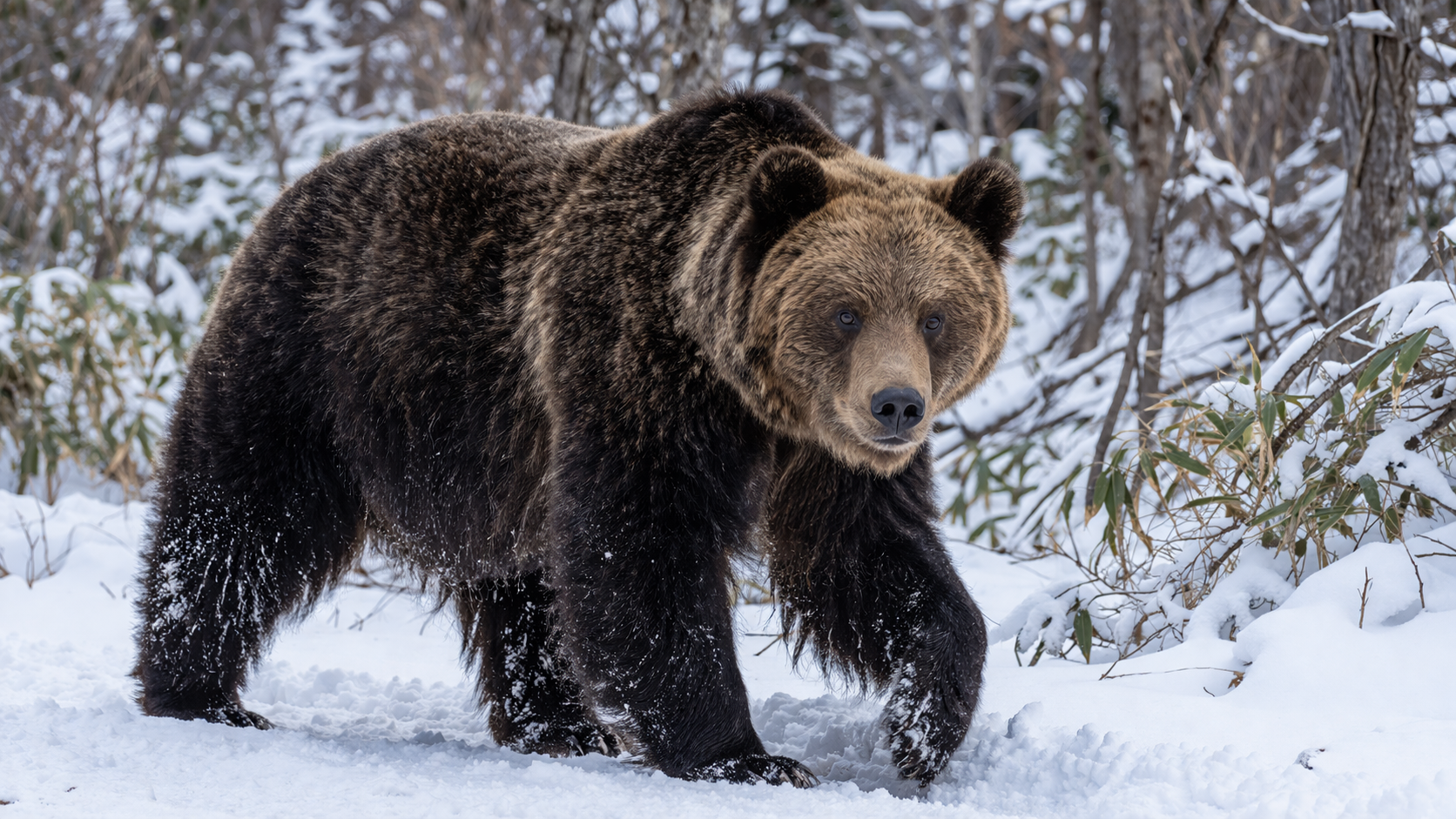 ▲北海道今年首起熊害！北海道2公尺巨熊中槍落溪谷 69歲獵人遭反撲臉頭重創（示意圖／AI製圖）